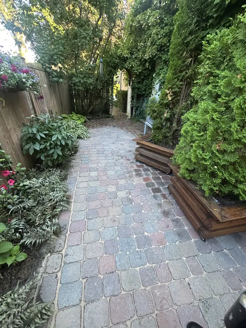 Interlock walkway cleaned and prepped for sealing in Kingston