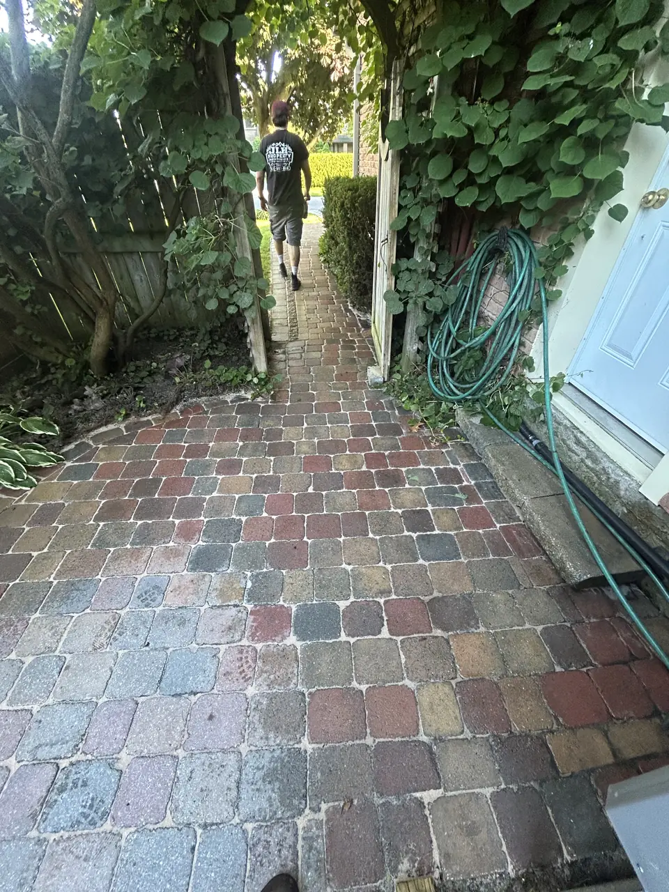 JLH crew finishing an interlock walkway wash in Kingston