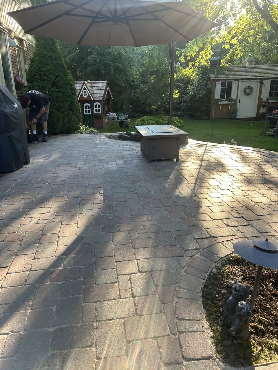 Interlock patio after pressure washing in Kingston